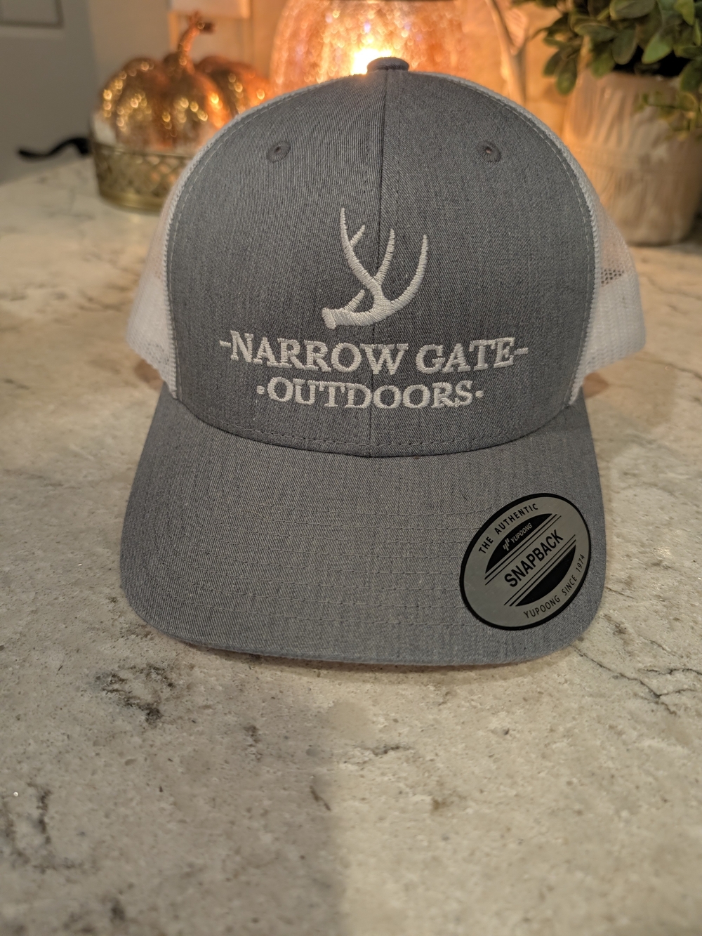 The Classic Gray and White Narrow Gate Outdoors Snapback Hat